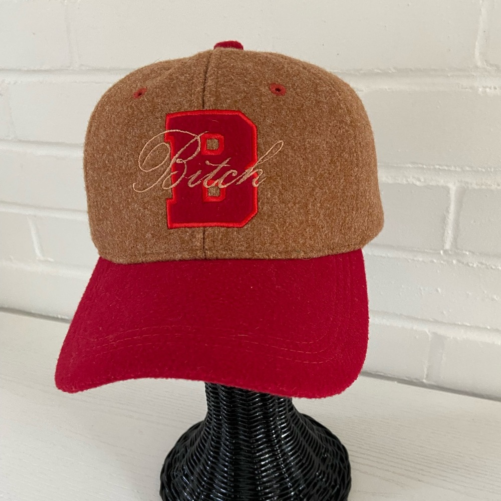 Urban Outfitters Adjustable Brown and Red Embroidered Baseball Cap